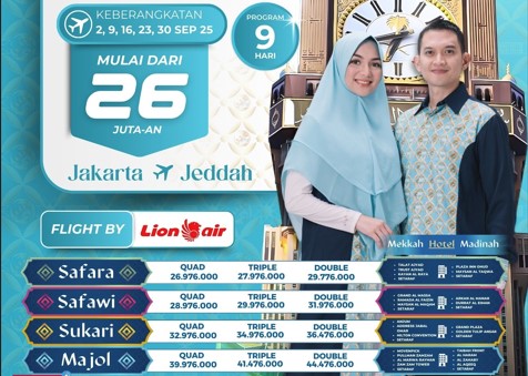 Promo Umroh 26 Juta Jakarta Jeddah 9 Hari Samira Travel September 2025 - WA 0858 0833 0249