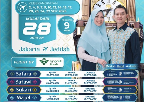 Promo Umroh 28 Juta Jakarta Jeddah 9 Hari Samira Travel September 2025 - WA 0858 0833 0249