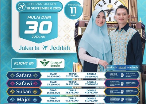 Promo Umroh 30 Juta Jakarta Jeddah 11 Hari Samira Travel September 2025 - WA 0858 0833 0249