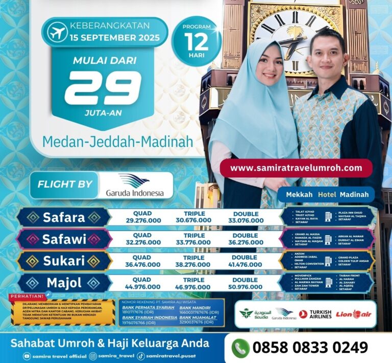 Promo Umroh September Medan Jeddah 12 Hari 15 September Samira Travel - WA 0858 0833 0249