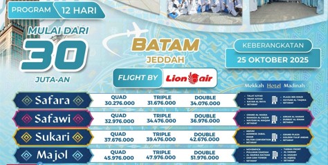 Promo Umroh Oktober 2025 Batam Jeddah 12 Hari Samira Travel - WA 0858 0833 0249