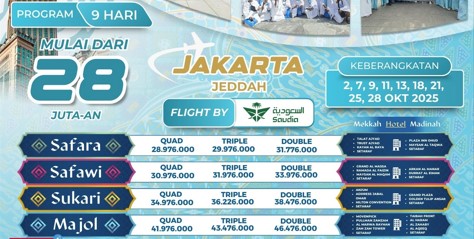 Promo Umroh Oktober 2025 Jakarta Jeddah 9 Hari Samira Travel Saudia Airlines - WA 0858 0833 0249