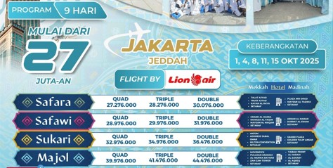 Promo Umroh Oktober 2025 Jakarta Jeddah 9 Hari Samira Travel - WA 0858 0833 0249