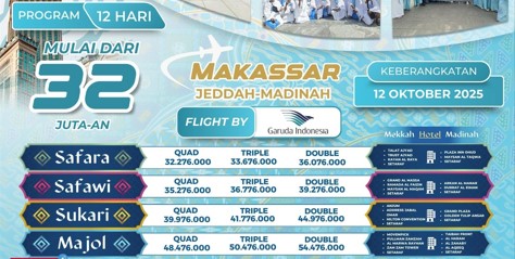Promo Umroh Oktober 2025 Makassar Jeddah 12 Hari Samira Travel Garuda Indonesia 32 Juta - WA 0858 0833 0249