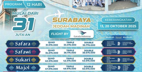 Promo Umroh Oktober 2025 Surabaya Jeddah 12 Hari Samira Travel Garuda Indonesia 31 Juta - WA 0858 0833 0249