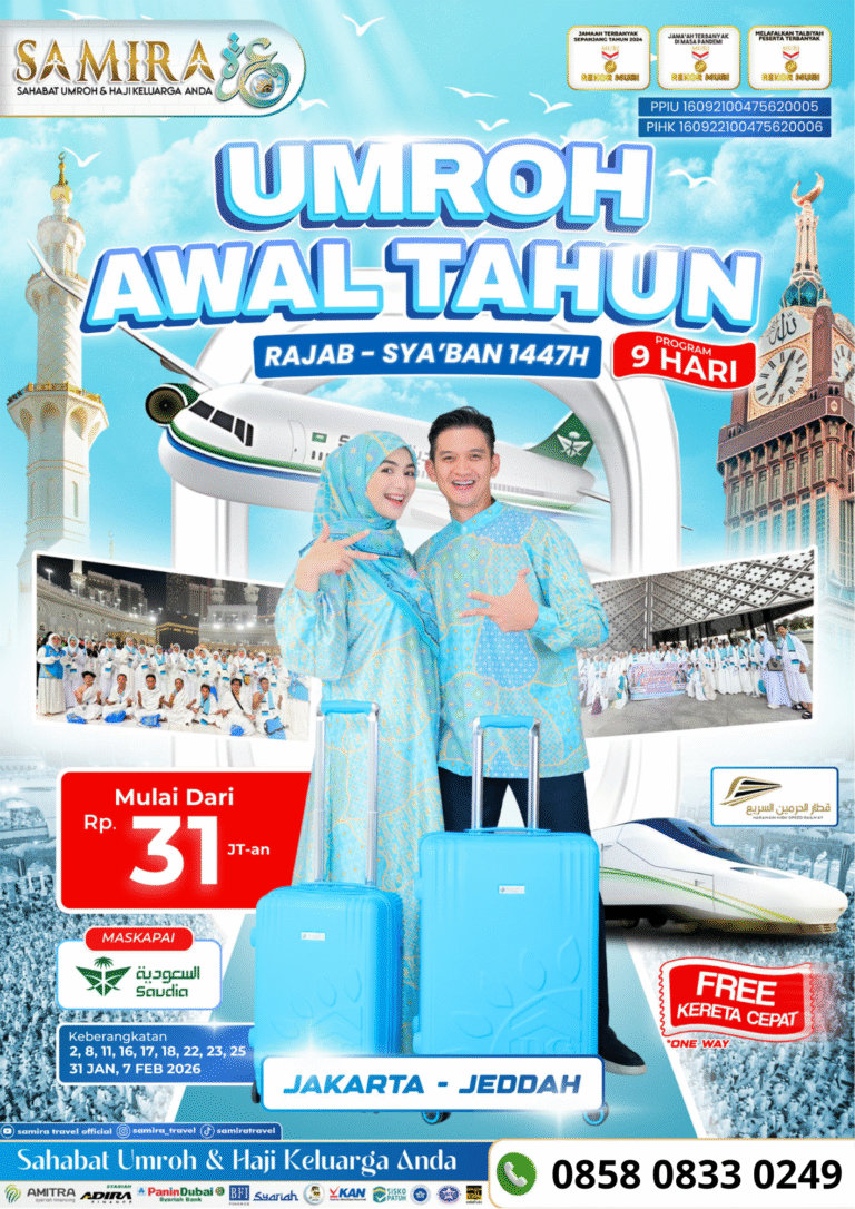 Promo Umroh Rajab Sya'ban Januari Februari Jakarta Jeddah 9 Hari 31 Juta Saudia Airlines Samira Travel - WA 0858 0833 0249