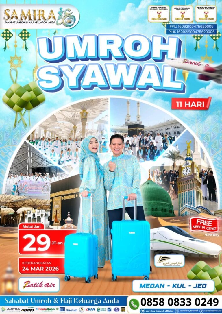 Paket Umroh Syawal Maret 2026 Medan Jeddah 11 Hari Batik Air 29 Juta - WA 0858 0833 0249