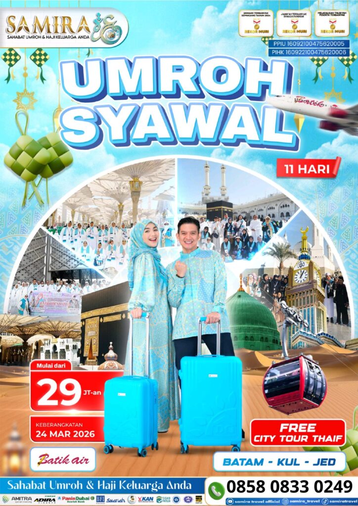 Paket Umroh Syawal Maret 2026 Batam Jeddah 11 Hari 29 Juta Free City Tour Thaif Batik Air - WA 0858 0833 0249