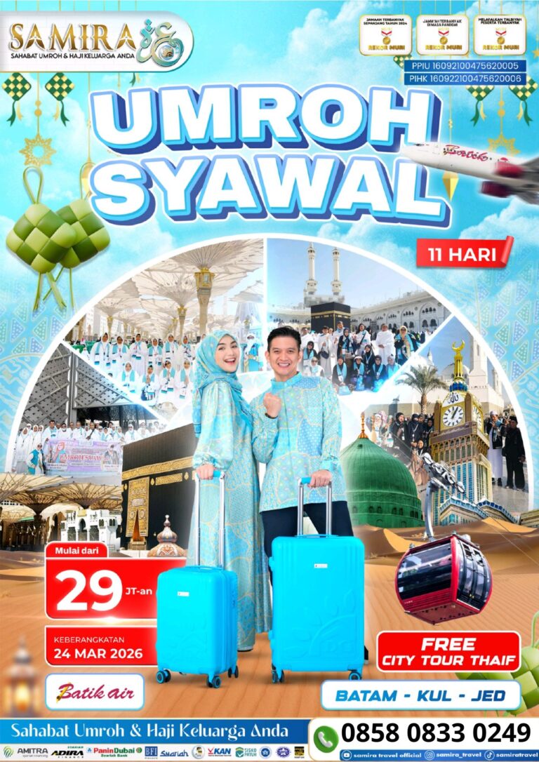 Paket Umroh Syawal Maret 2026 Batam Jeddah 11 Hari 29 Juta Free City Tour Thaif Batik Air - WA 0858 0833 0249